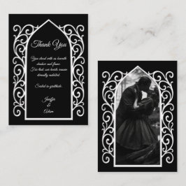 Cartão De Notas Ornate border black and white Gothic wedding