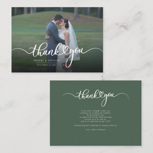 Cartão De Notas Ortografia de Foto de Casamento Orçamental Obrigad (Frente/Verso)