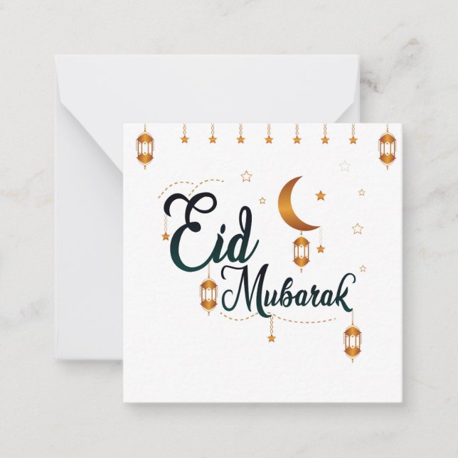 Cartão De Notas Ouro Eid Mubarak (Frente)