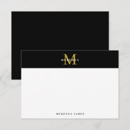Cartão De Notas Ouro Preto Minimalista Elegante Simples Moderno