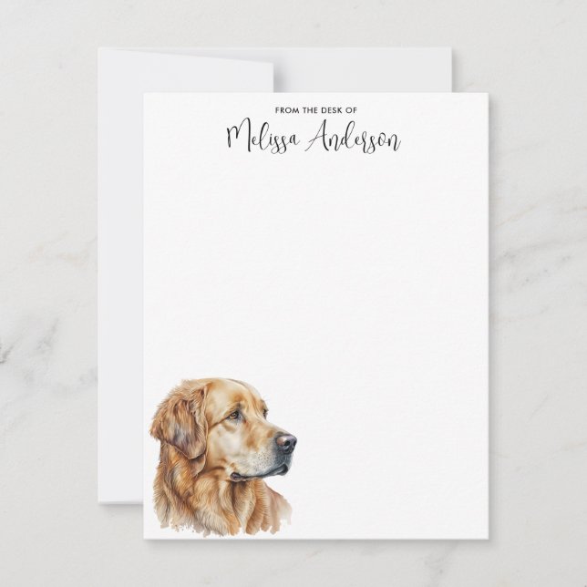 Cartão De Notas Ouro Retriever Dog Modern Watercolor Personalize (Frente)