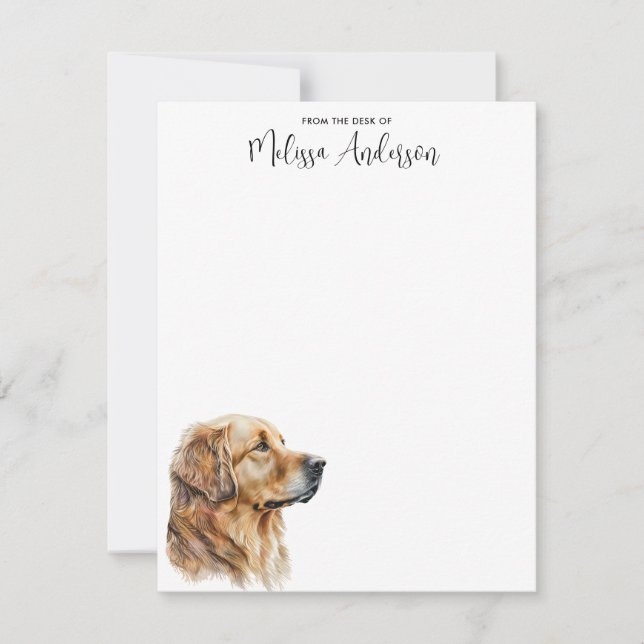 Cartão De Notas Ouro Retriever Watercolor Personalizado Cachorro (Frente)