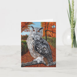 Cartão De Notas Owl in Autumn Forest Fine Art 