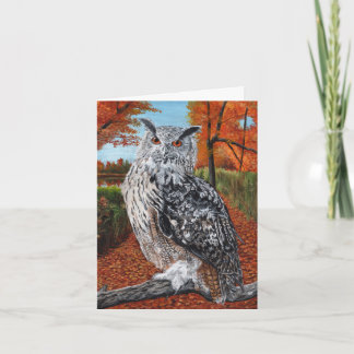 Cartão De Notas Owl in Autumn Forest Fine Art 