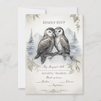 Cartão De Notas Owl Love Rustic RSVP