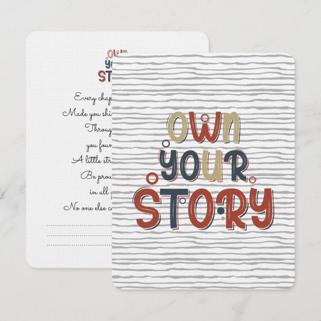 Cartão De Notas Own Your Story – Inspirational Typography Design (Frente/Verso)