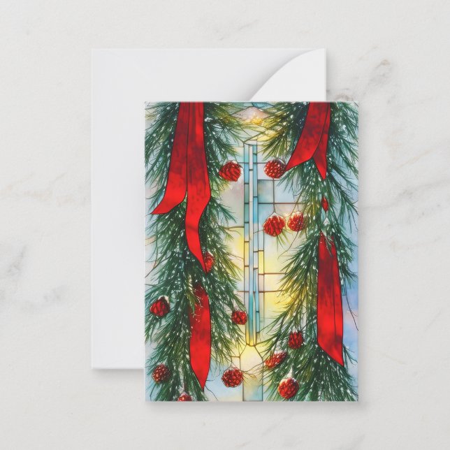 Cartão De Notas Pabeto de vidro e pasta de fita no Natal (Frente)