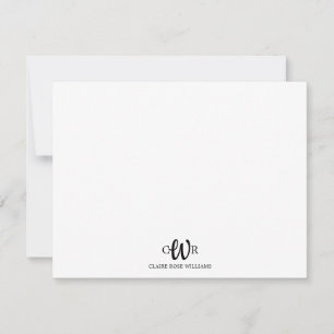 Cartão De Notas Padrão Clássico Básico Moderno de 3 Monogramas Boh