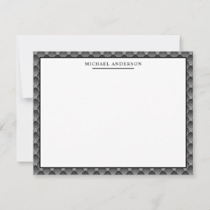Cartão De Notas Padrão Clássico Elegante de Arte Deco com Seu Nome
