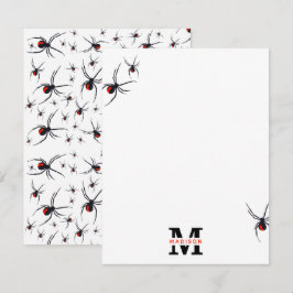 Cartão De Notas Padrão de Aranha Vermelha e Preta Monogramado