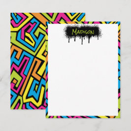 Cartão De Notas Padrão de arte de rua de grafite neon colorido per