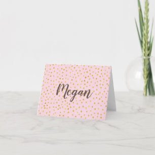 Cartão De Notas Padrão de Bolinhas Rosa Dourado Chic Fofo Personal
