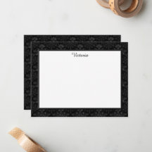 Padrão de damasco vintage cinza preto 4.25x5.5 per