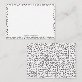 Cartão De Notas Padrão de Formas Retroativas Pretas e Brancas do a