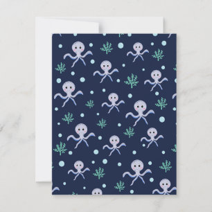 Cartão De Notas Padrão de polvo debaixo do mar para crianças