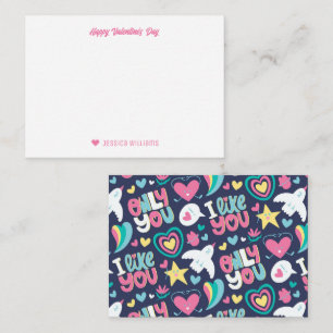 Cartão De Notas Padrão de rabisco de coração de arco-íris Dia dos 