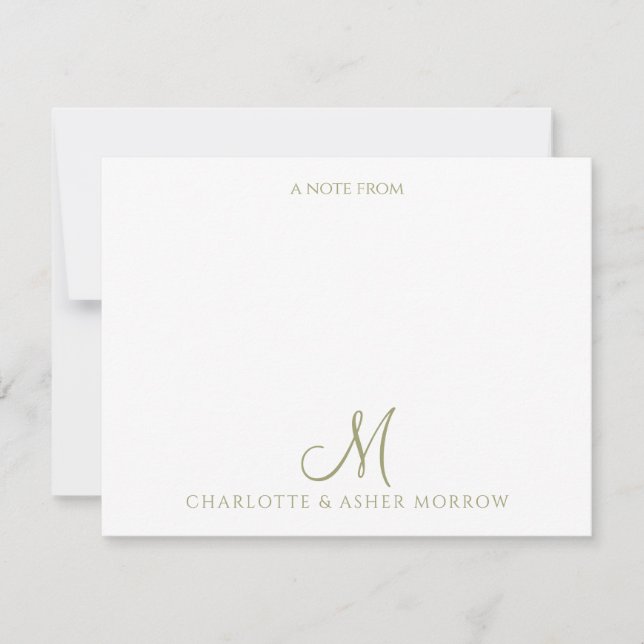 Cartão De Notas Padrão de Vinha Verde Elegante Sage (Frente)