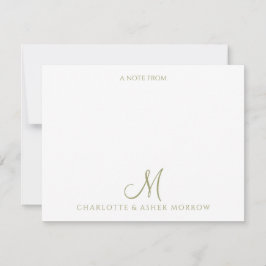 Cartão De Notas Padrão de Vinha Verde Elegante Sage