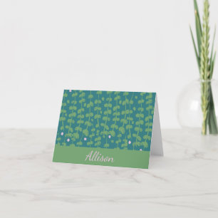Cartão De Notas Padrão de Vinhas Florais Abstrato Verde Personali