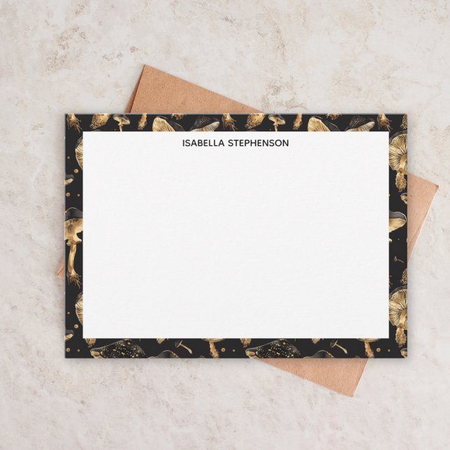 Cartão De Notas Padrão Dourado e preto-branco personalizado (Criador carregado)