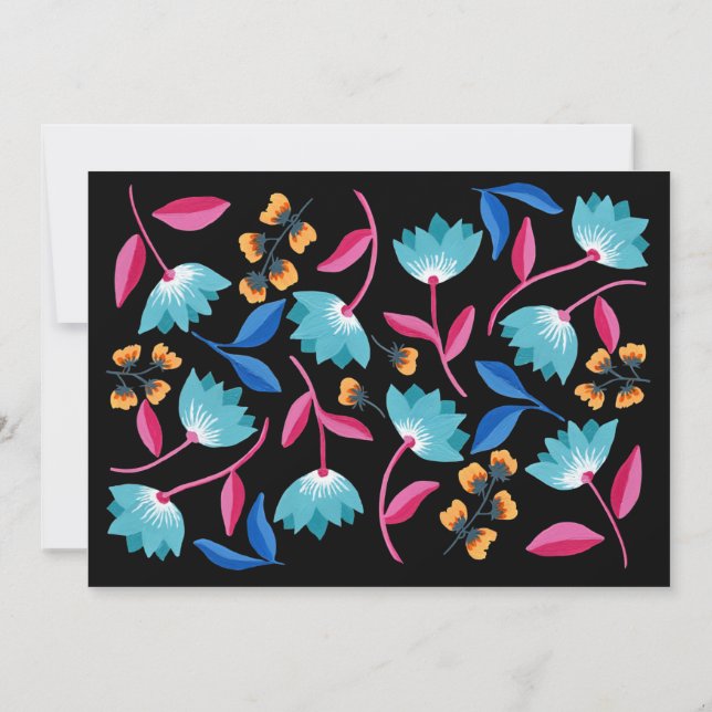 Cartão De Notas Padrão Floral de Arte Folk de Nome Personalizado (Verso)