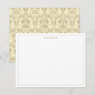 Cartão De Notas Padrão Floral Elegante Sepia Bege
