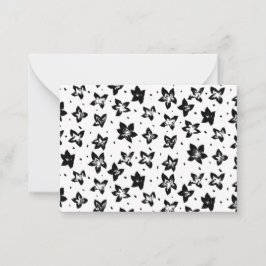 Cartão De Notas Padrão Floral Reconstruído - Gótico acromático