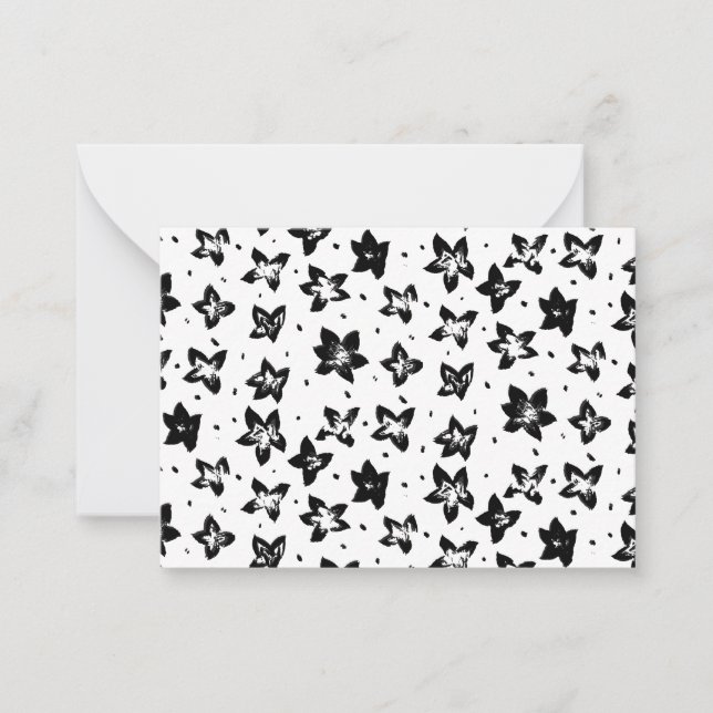 Cartão De Notas Padrão Floral Reconstruído - Gótico acromático (Frente)