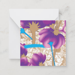 Cartão De Notas Padrão floral vibrante com púrpura e azul f