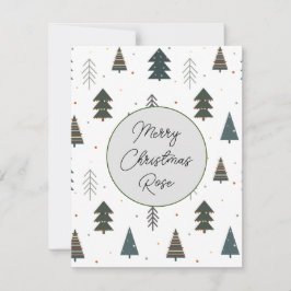 Cartão De Notas Padrão fofo monogramado de pontos de pinheiro verd