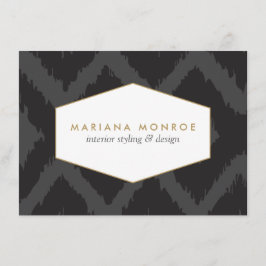 Cartão De Notas Padrão Ikat no Notecard Plana Designer de Cinzas E