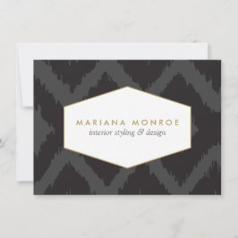 Cartão De Notas Padrão Ikat no Notecard Plana Designer de Cinzas E