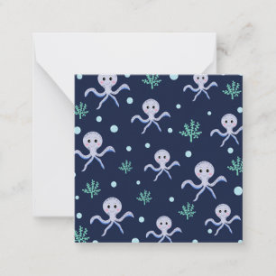 Cartão De Notas Padrão infantil de polvo debaixo do mar