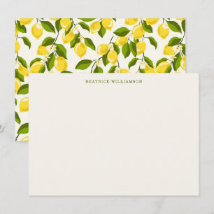 Cartão De Notas Padrão Personalizado de Aquarela de Fruta Limão Fo