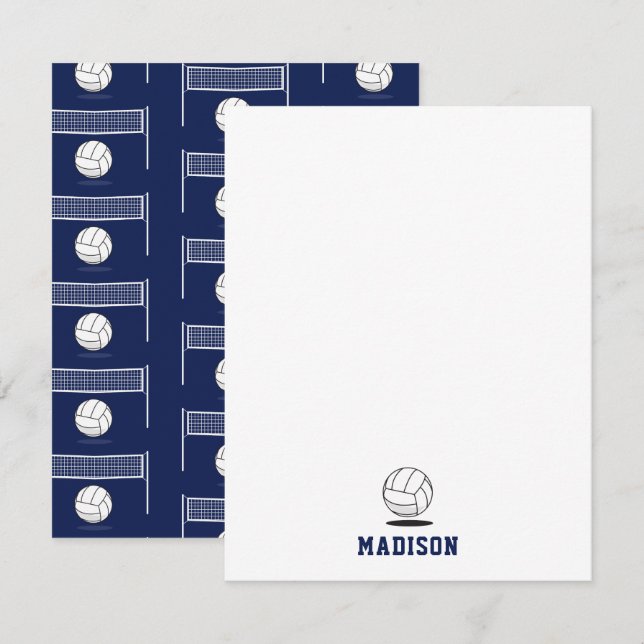 Cartão De Notas Padrão Personalizado de Bola de Voleibol e Rede (Frente/Verso)