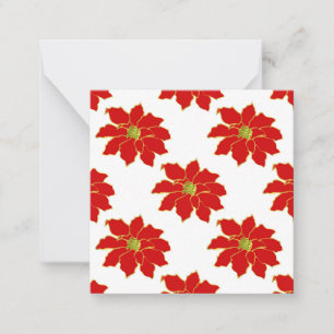 Cartão De Notas Padrão Poinsettia Dourado Vermelho