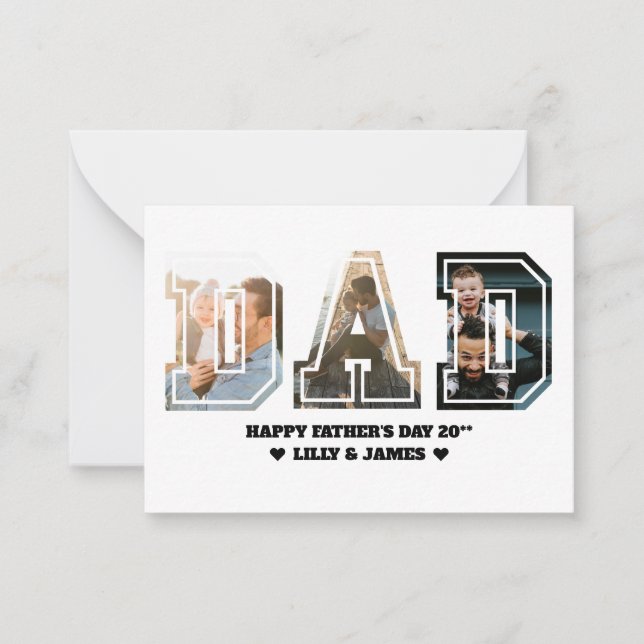 Cartão De Notas PAI - Letra Cutout Photo Collage Dia de os pais (Frente)