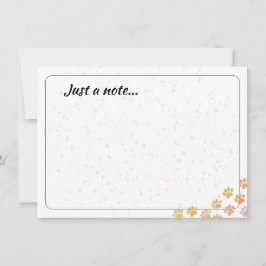 Cartão De Notas Painted Dog Paw Prints Watercolor Just a Note 