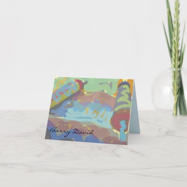 Cartão De Notas PAINTED TORAH Bar Bat Mitzvah Thank You Card (Frente)