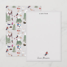 Cartão De Notas Paisagem de Montanha de Esqui com Neve de Inverno