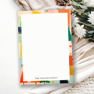 Cartão De Notas Paisagem de Natal Abstrata Retro Colorida e Ousada