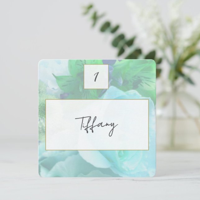 Cartão De Notas Pale Teal Rose Place Setting Card (Criador carregado)