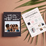 Cartão De Notas Paleta de cores, você será minha proposta da Bride<br><div class="desc">Você será minha dama de honra, madrinha de casamento, dama de honra ou carta de casamento de garotas de flores que fará suas garotas sorrir e deixá-las com uma lembrança que elas vão gostar por muitos anos! Texto, cores e fundo totalmente personalizáveis. Apresentando sua própria foto na frente, com informações...</div>
