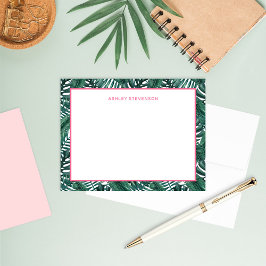 Cartão De Notas Palma Tropical Monstera Deixa Um Nome Personalizad