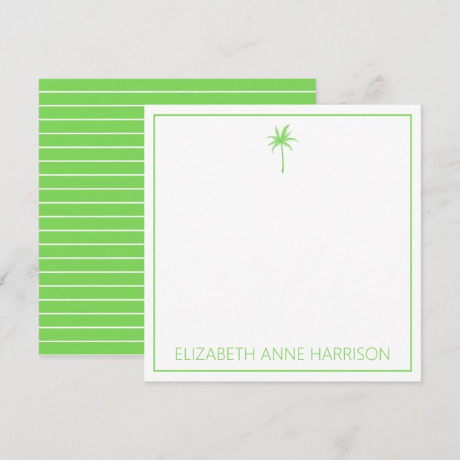 Cartão De Notas Palmeiras e faixas verdes e brancas (Frente/Verso)
