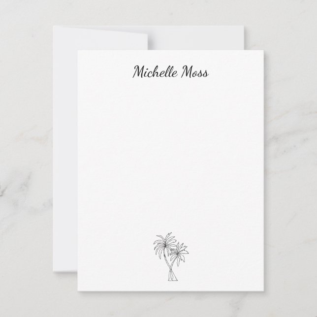 Cartão De Notas Palmeiras tropicais - Branco preto simples (Frente)