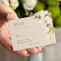 Pampas florais tropicais, casamento elegante RSVP