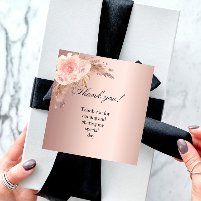 Cartão De Notas Pampas rosa de relva obrigado (Criador carregado)