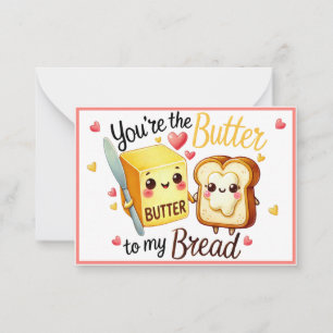 Cartão De Notas Pão e Manteiga Kawaii Fofos