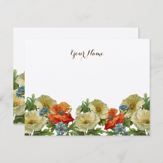 Cartão De Notas Papagaios russos e Cornfloresces editáveis (Frente/Verso)